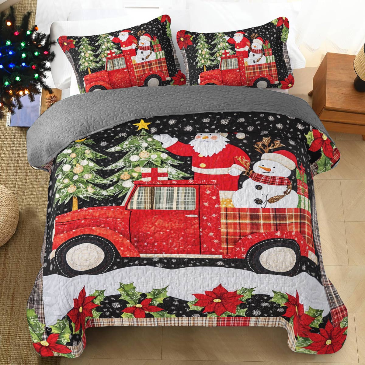 Shineful All Season Quilt 3-Piece Set Santa Claus