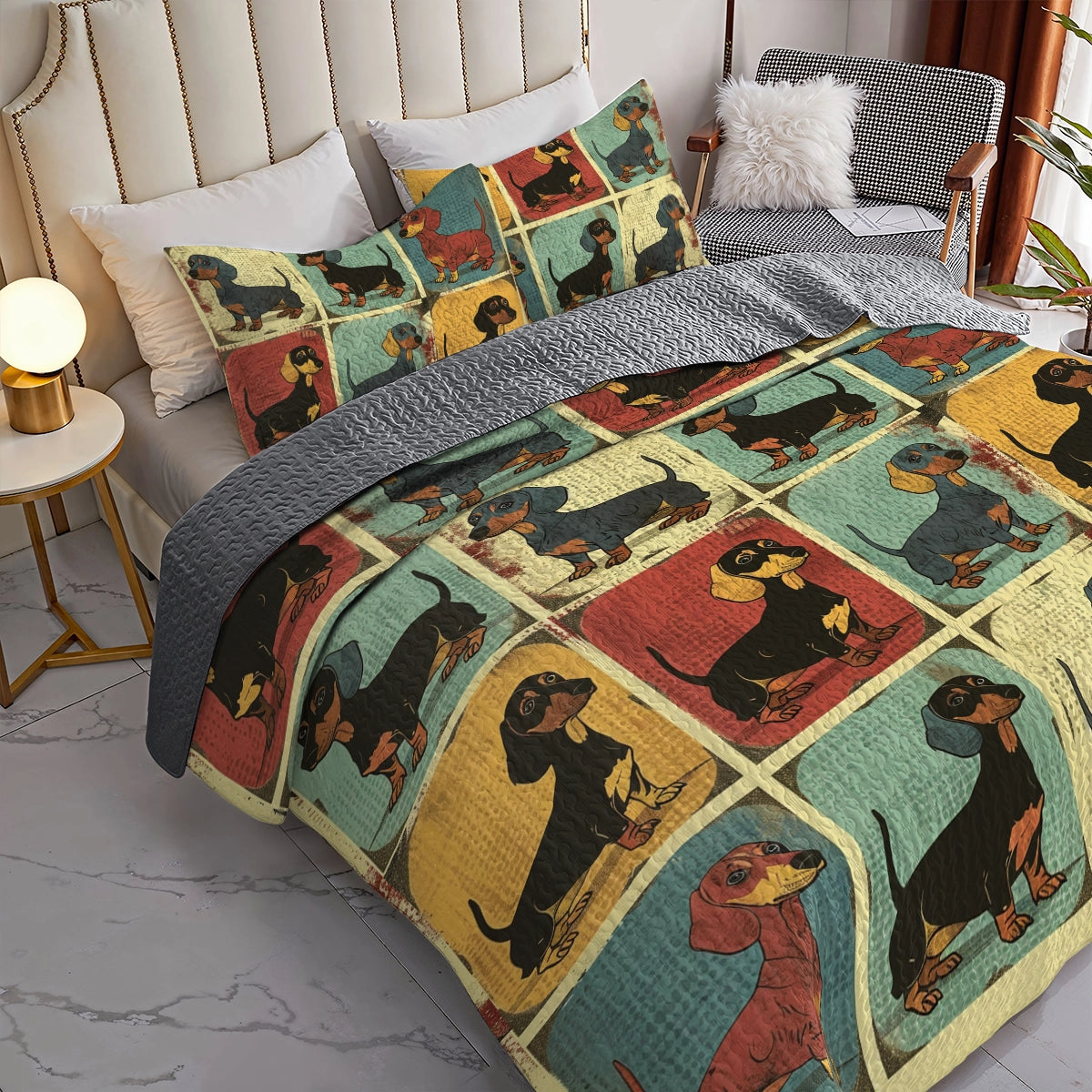 Shineful All Season Quilt 3-Piece Set Vintage Dachshund Gallery