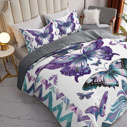 Shineful All Season Quilt 3-Piece Set Mystic Butterfly