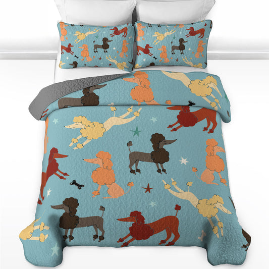 Shineful All Season Quilt 3-Piece Set Playful Poodle