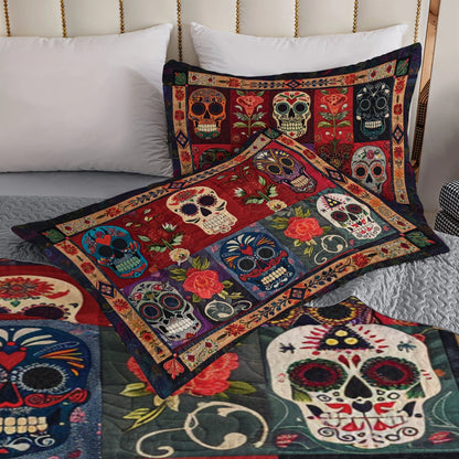 Ensemble de courtepointe toutes saisons Shineful 3 pièces Heritage Sugar Skull