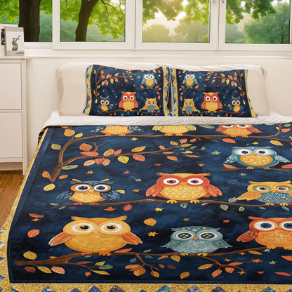 Shineful All Season Quilt 3-Piece Set - Autumn Owls