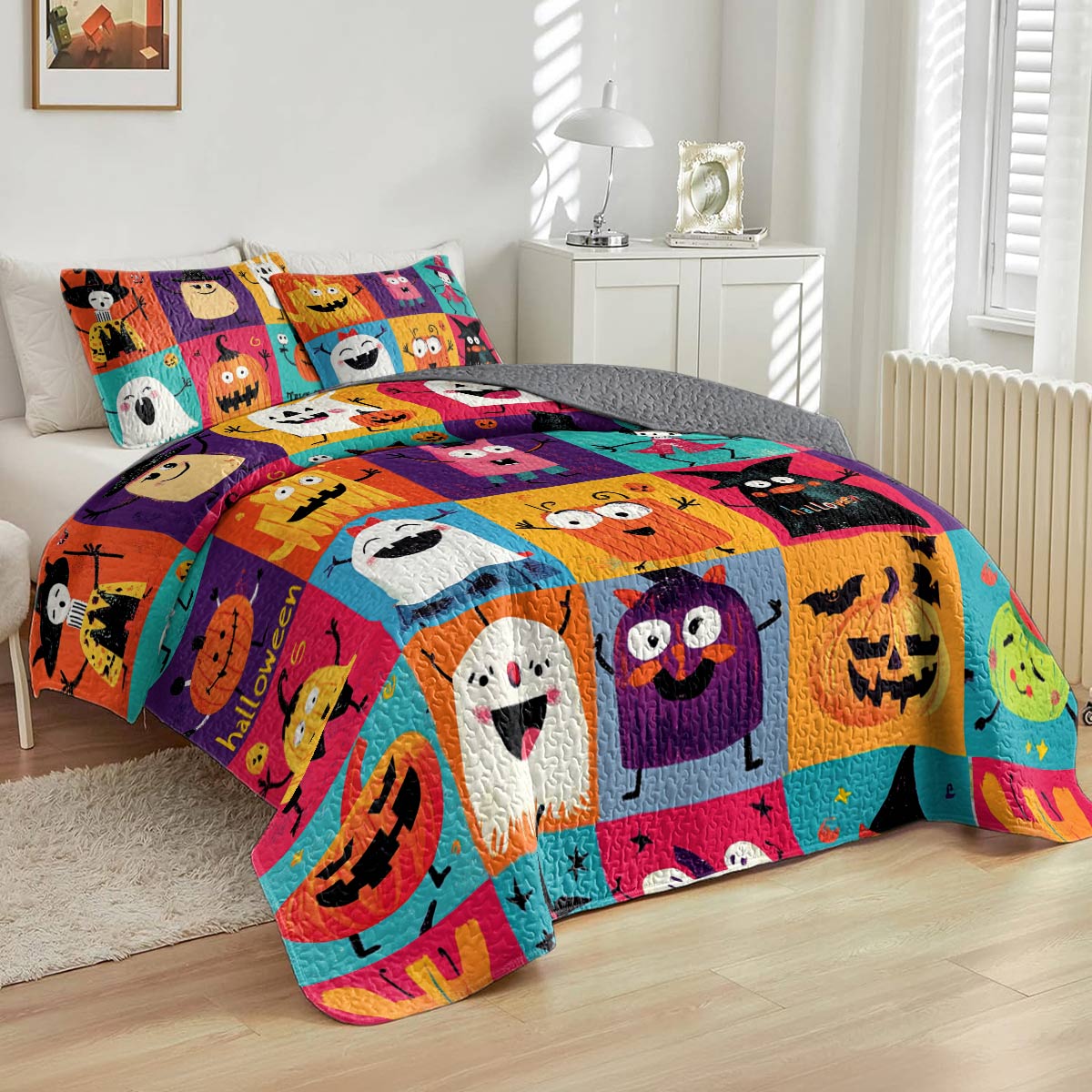 Shineful All Season Quilt 3-Piece Set Cute Monsters