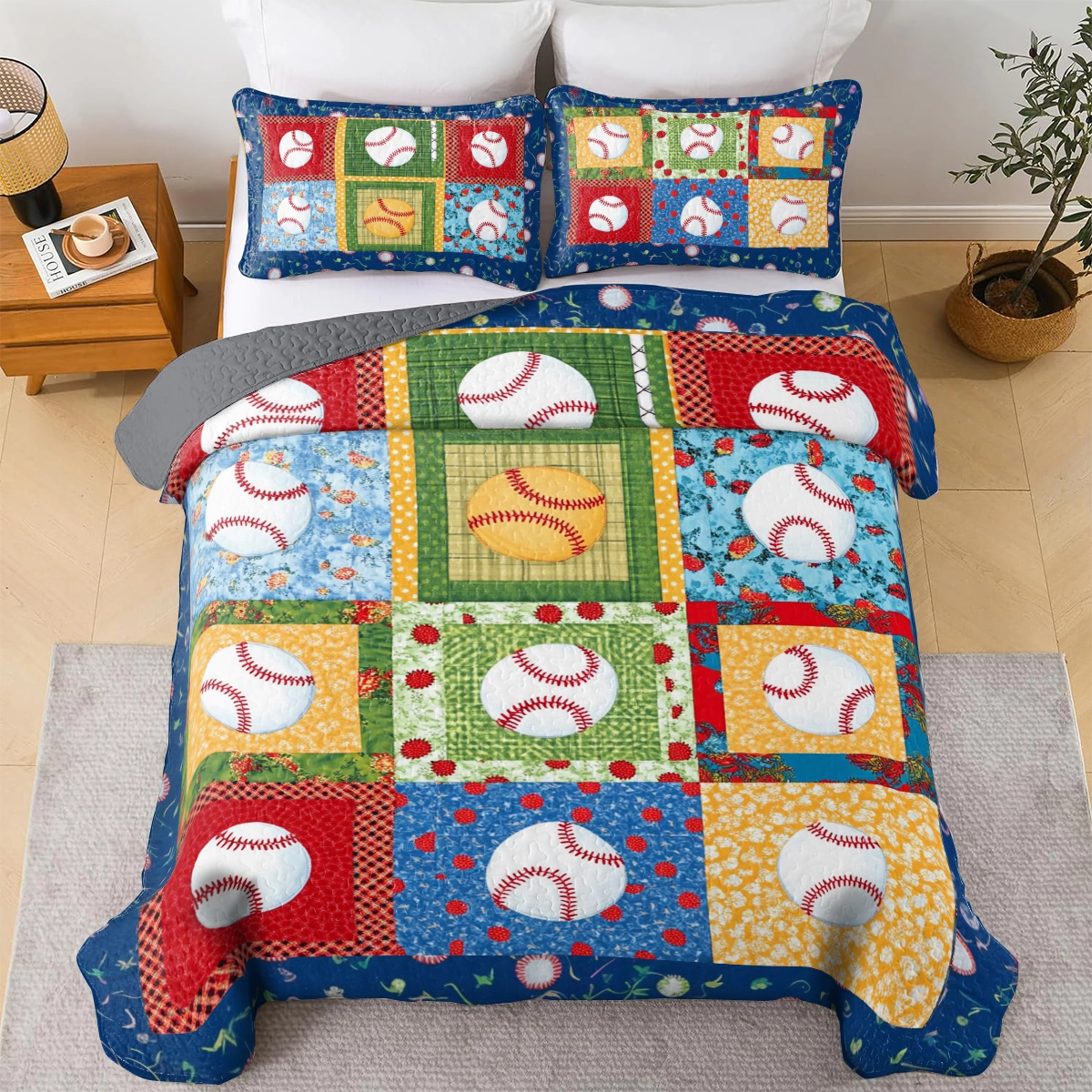 Shineful All Season Quilt 3-Piece Set Baseball Dreams