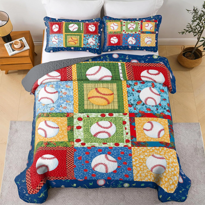 Shineful All Season Quilt 3-teiliges Set Baseball Dreams