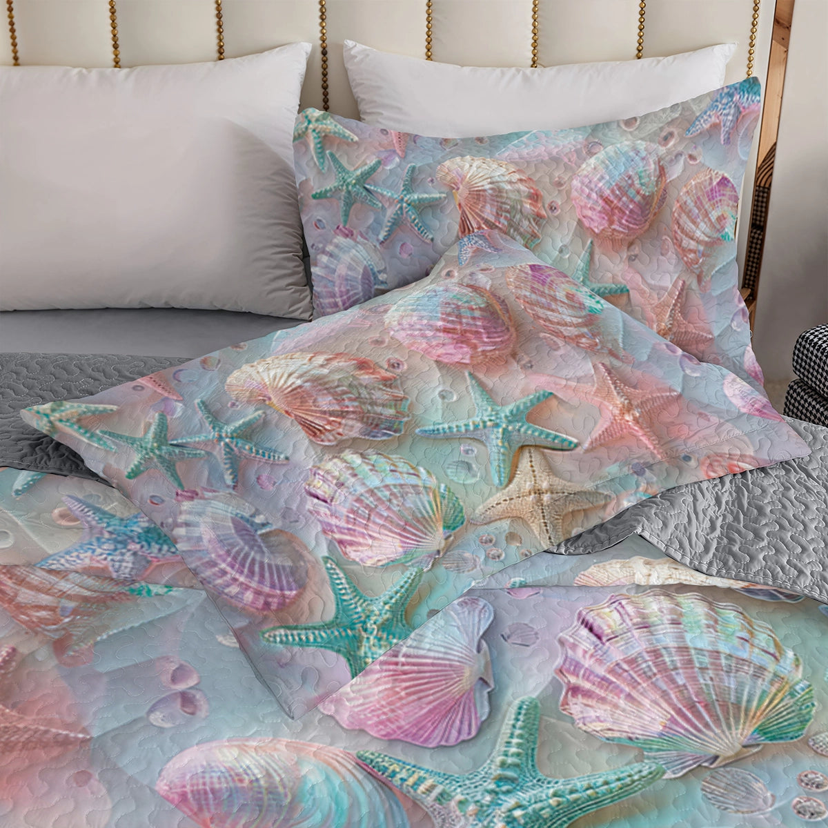 Shineful All Season Quilt 3-Piece Set Coastal Shell