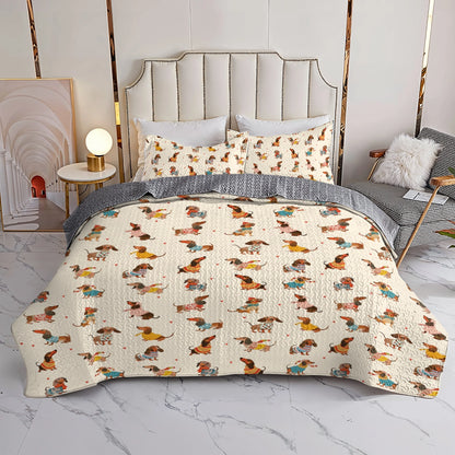 Shineful All Season Quilt 3-Piece Set Dachshund Fashion