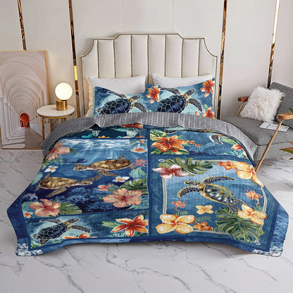 Shineful All Season Quilt 3-Piece Set Sea Turtle Ocean Dreams