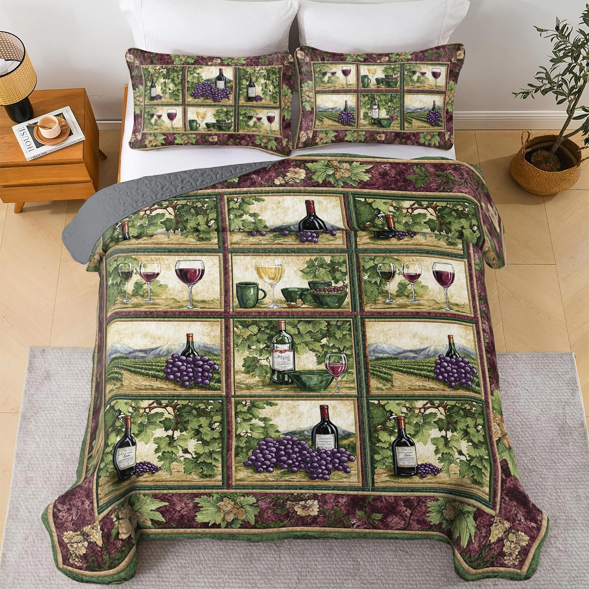 Shineful All Season Quilt 3-teiliges Set Wine Country Dreams