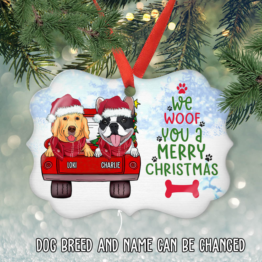 Dog Lovers - Woof You Christmas Shinefulgift® Perzonalized Aluminium Ornament