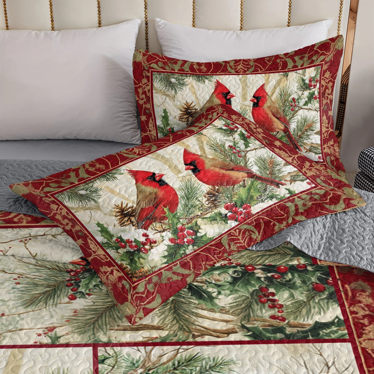 Shineful All Season Quilt 3-Piece Set Cardinal Winter