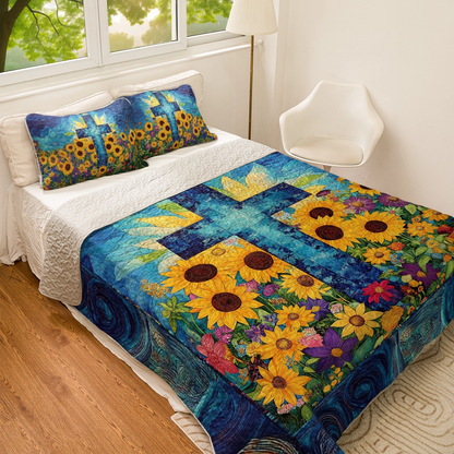 Shineful All Season Quilt 3-Piece Set - Graceful Floral God