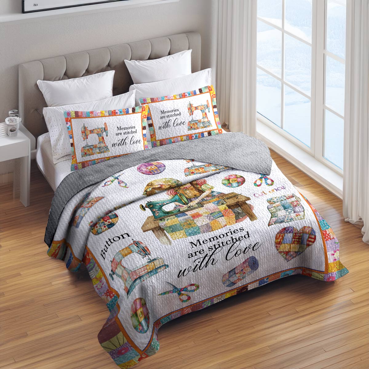 Shineful All Season Quilt 3-Piece Set Sewing Girl