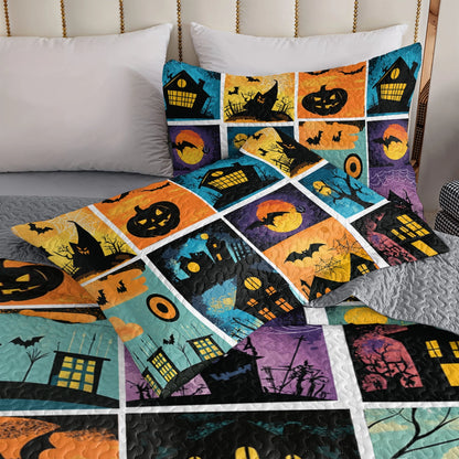 Shineful All Season Quilt 3-Piece Set Halloween Spooky Shadows