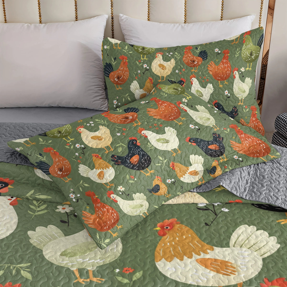 Ensemble de courtepointe toutes saisons Shineful 3 pièces Collection Cozy Coop pour poules