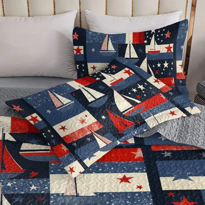 Ensemble de courtepointe toutes saisons Shineful 3 pièces Sailing Stars &amp; Sails