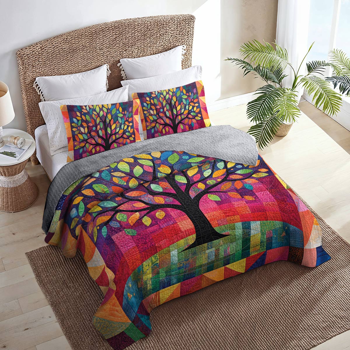 Shineful All Season Quilt 3-Piece Set Colorful Canopy