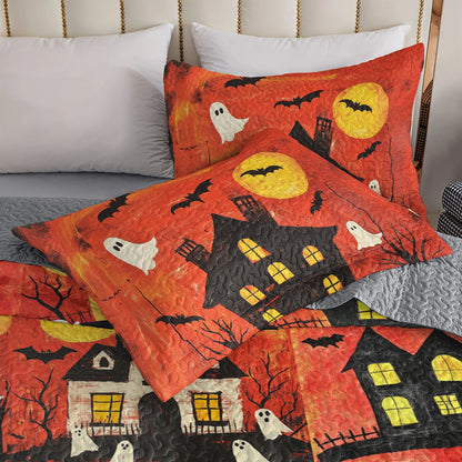 Shineful All Season Quilt 3-Piece Set Halloween Ghost Patchwork