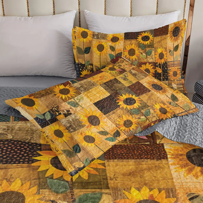 Shineful All Season Quilt 3-Piece Set Sunflower Golden Glow