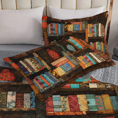 Shineful All Season Quilt 3-Piece Set Vintage Library Book