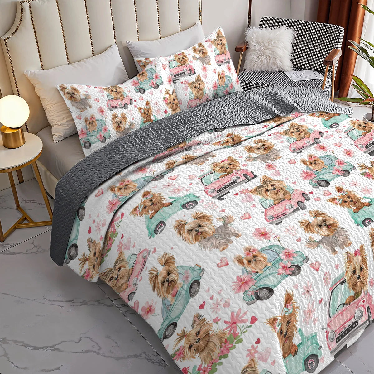 Shineful All Season Quilt 3-Piece Set Yorkie Love