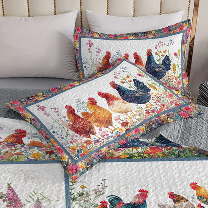 Shineful All Season Quilt 3-Piece Set Chicken Spring Bliss