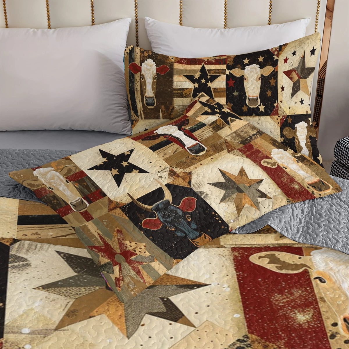 Shineful All Season Quilt 3-Piece Set Cow Country Star