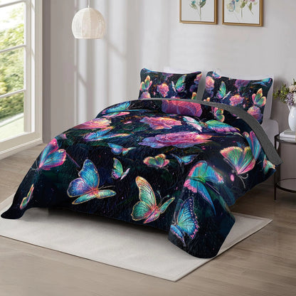 Shineful All Season Quilt 3-Piece Set - Enchanted Butterfly Garden