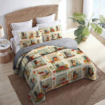 Shineful All Season Quilt 3-Piece Set Dachshund windows