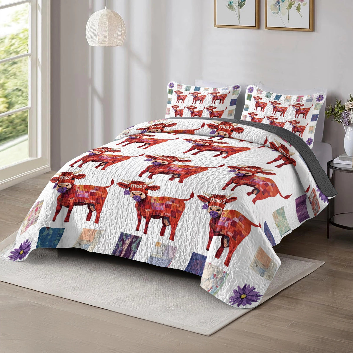 Shineful All Season Quilt 3-Piece Set Whimsy Cow