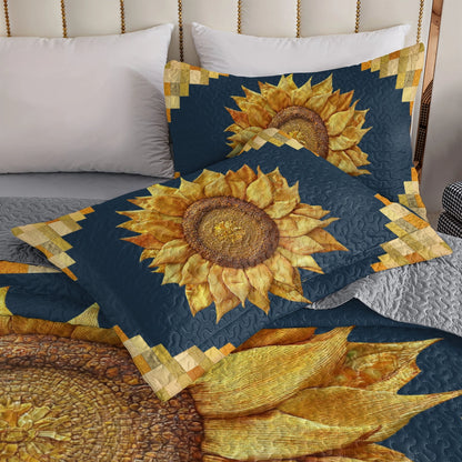 Shineful All Season Quilt 3-Piece Set Midnight Sunflower