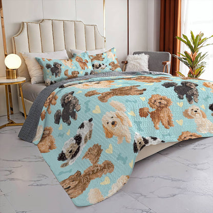 Shineful All Season Quilt 3-Piece Set Poodle Cute