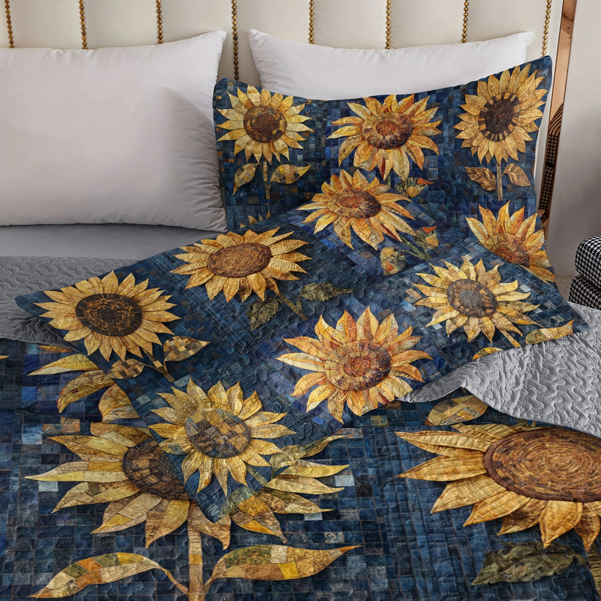 Shineful All Season Quilt 3-Piece Set Starry Sunflower