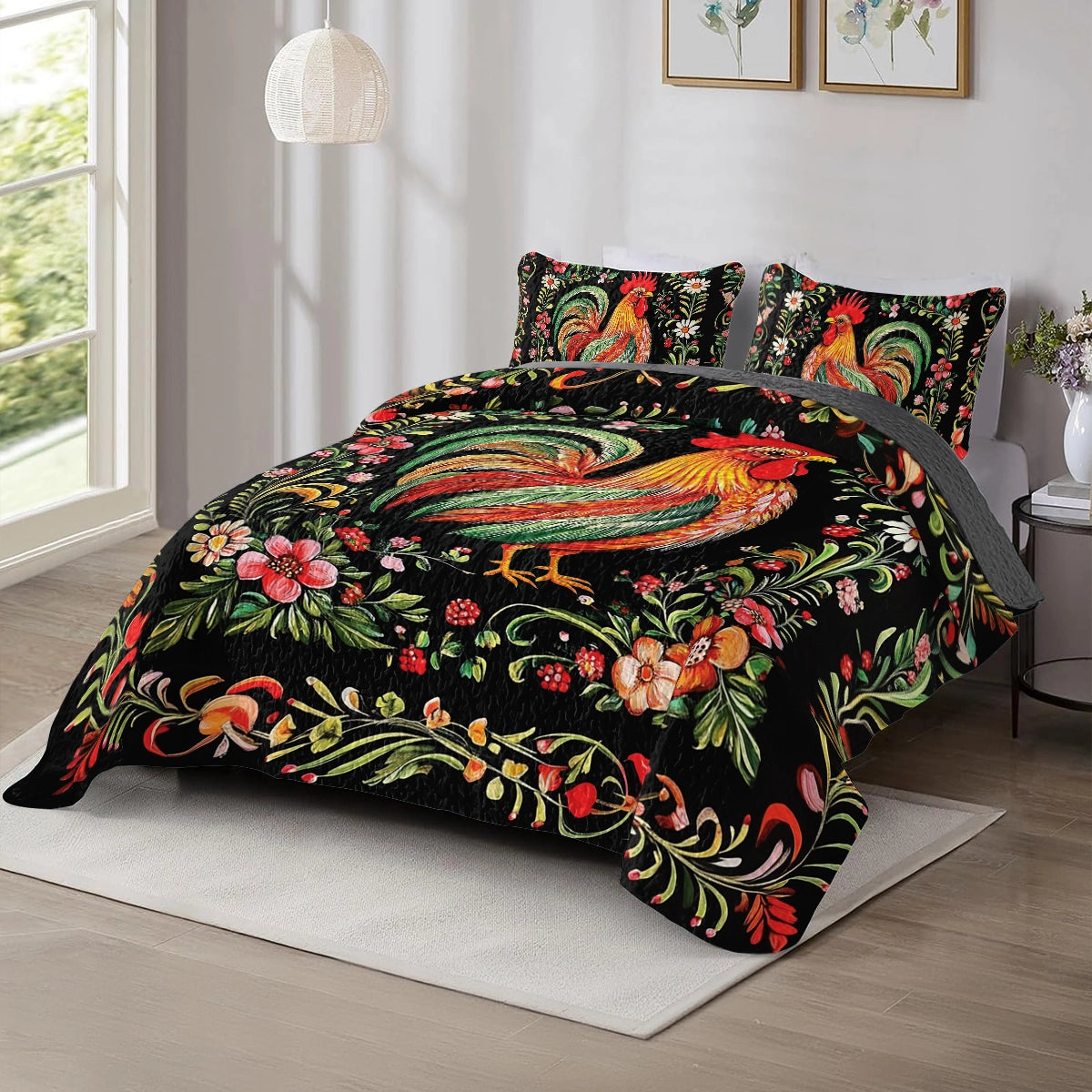 Shineful All Season Quilt 3-Piece Set - Chicken Folklore Rooster