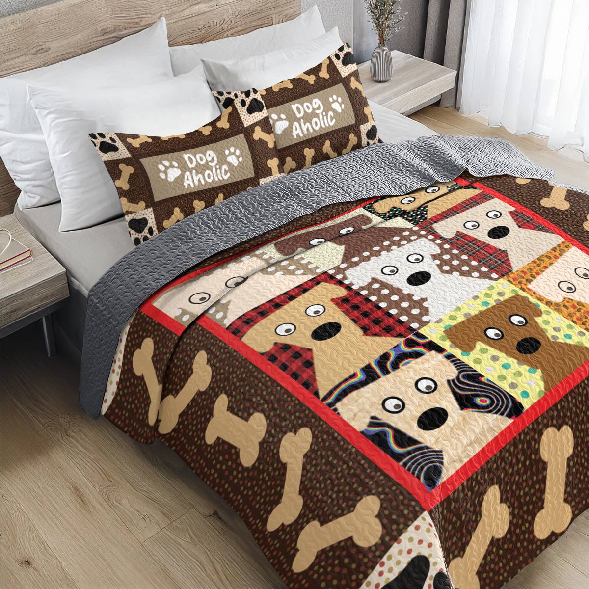 Shineful All Season Quilt 3-Piece Set Funny Dog