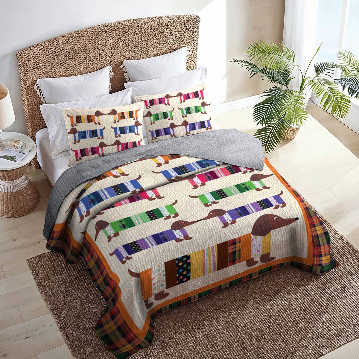 Shineful All Season Quilt 3-Piece Set My Colorful Dachshund