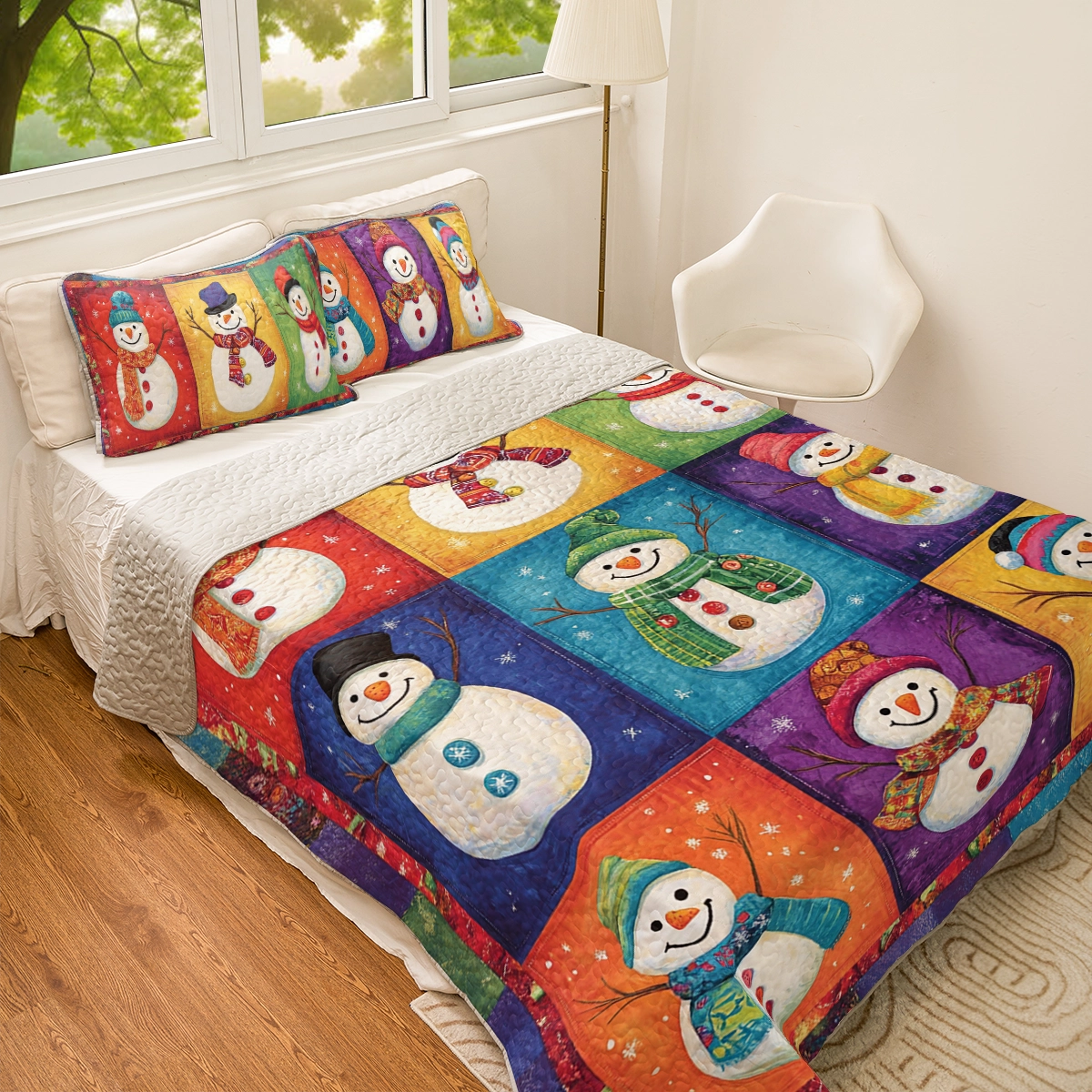 Shineful All Season Quilt 3-Piece Set - Christmas Jolly Snowmen