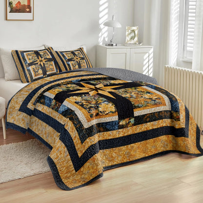 Shineful All Season Quilt 3-Piece Set God Golden Compass