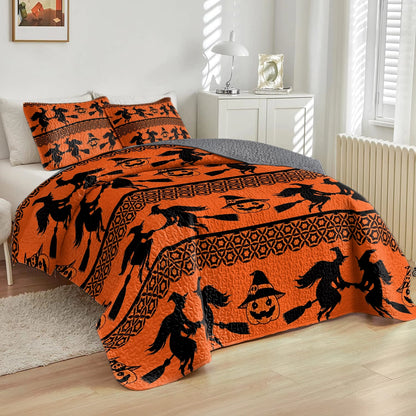 Shineful All Season Quilt 3-Piece Set - Halloween Witchy Whispers