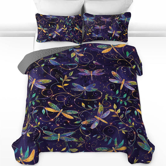 Shineful All Season Quilt 3-Piece Set Elegent Dragonfly