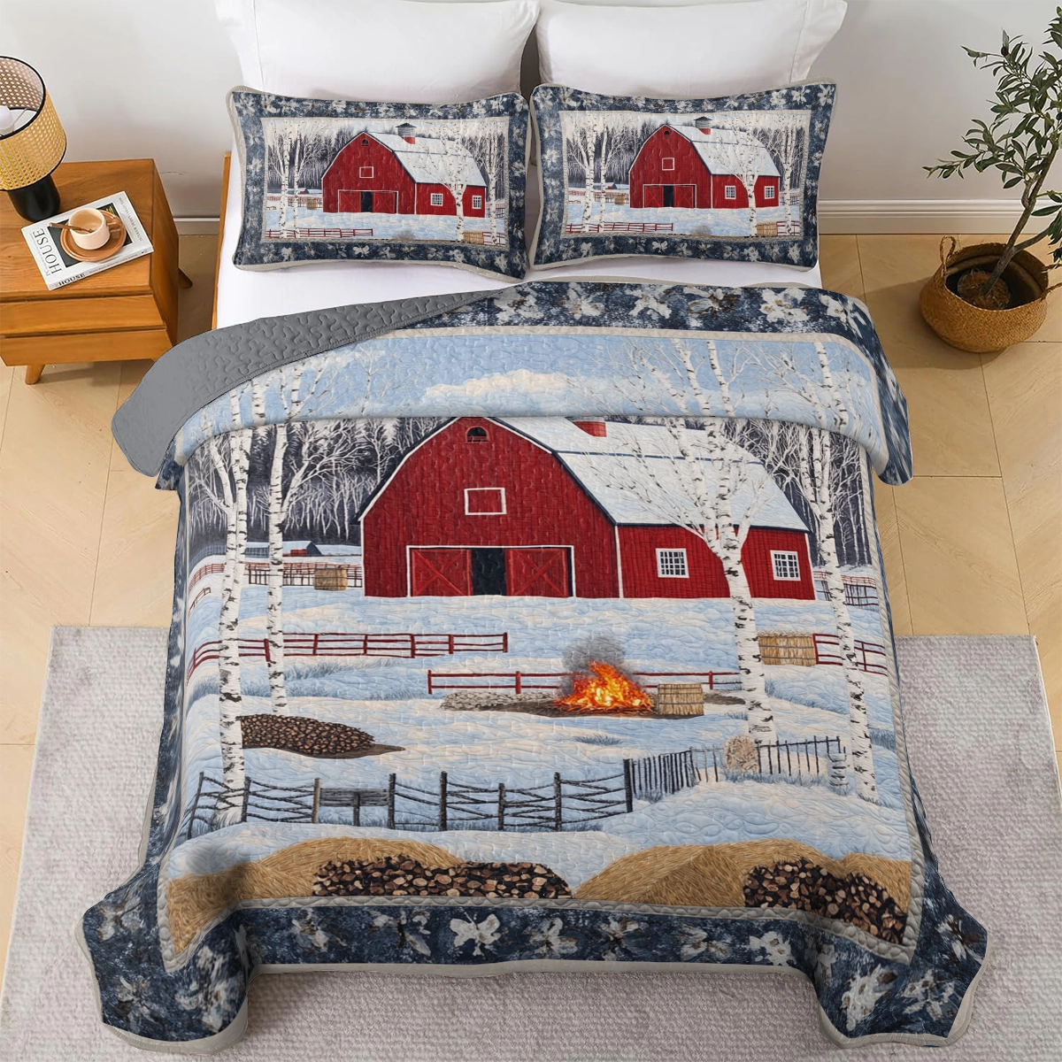 Shineful All Season Quilt 3-Piece Set Cozy Cabin Nights Christmas