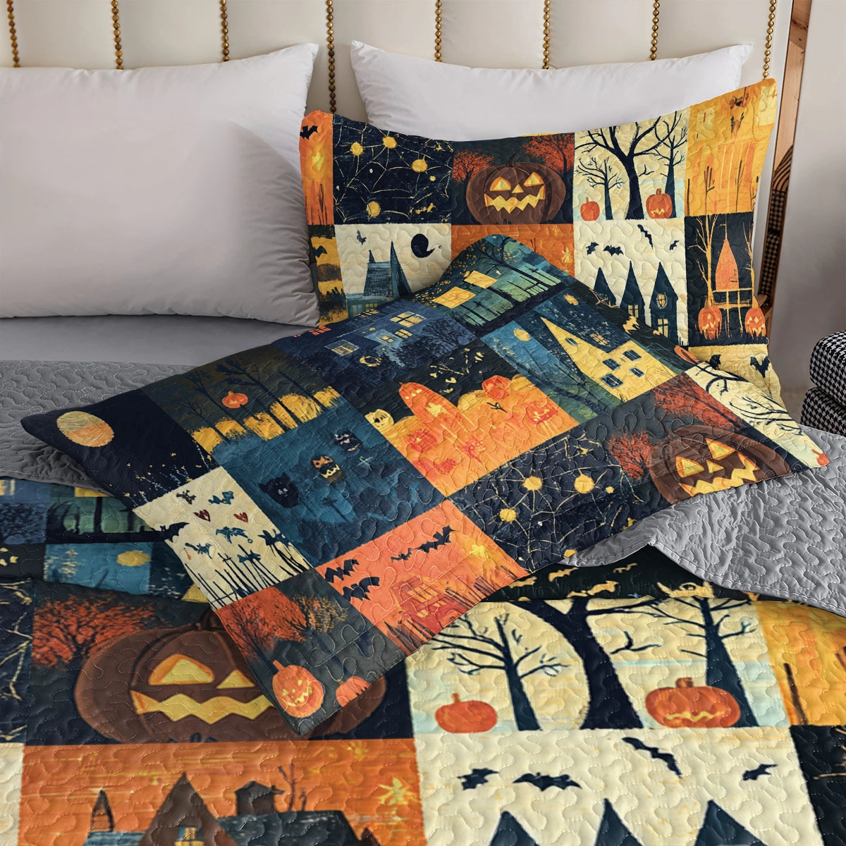 Shineful All Season Quilt 3-Piece Set Halloween Haunted Harvest