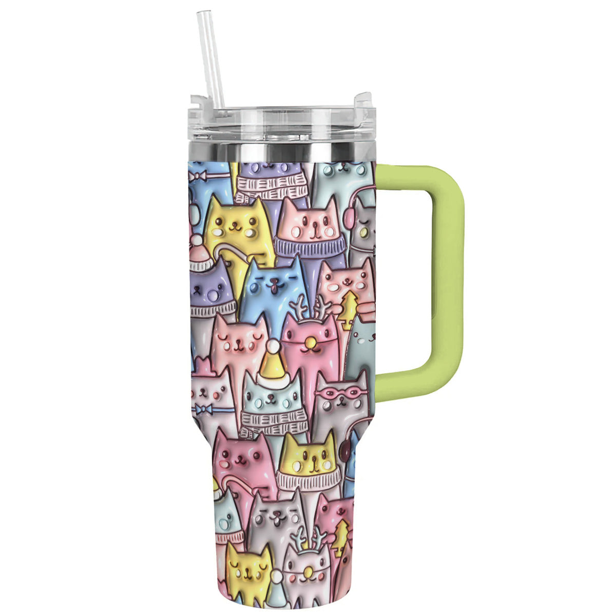 Cat 40 Oz Shineful™ Tumbler 3D Nl09 Green 40Oz