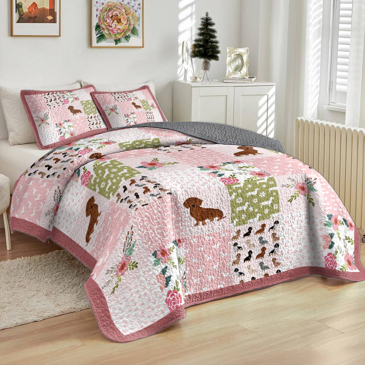 Shineful All Season Quilt 3-Piece Set Dachshund Dreams