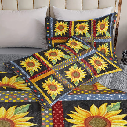 Shineful All Season Quilt 3-Piece Set Sunflower Sunlit Serenity