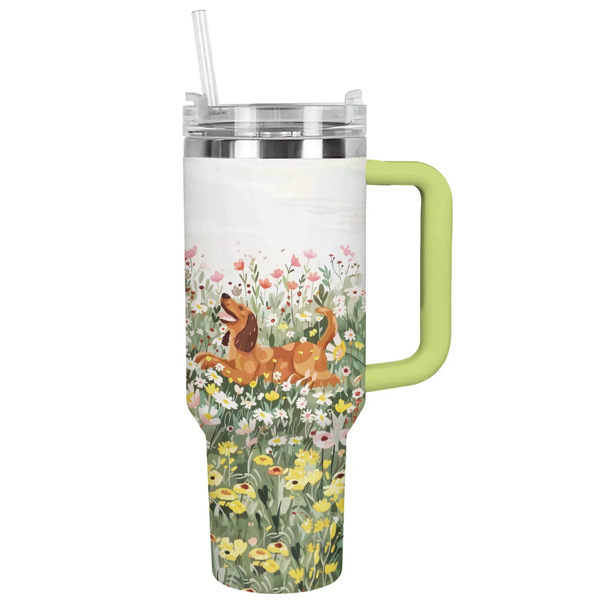 40 Oz Golden Retriever Shineful™ Tumbler In Garden Flower Nl09 40Oz