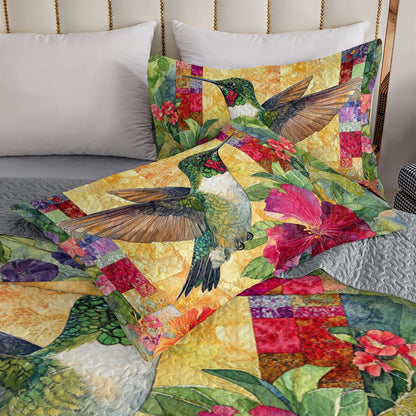 Shineful All Season Quilt 3-Piece Set Garden Glow Hummingbird