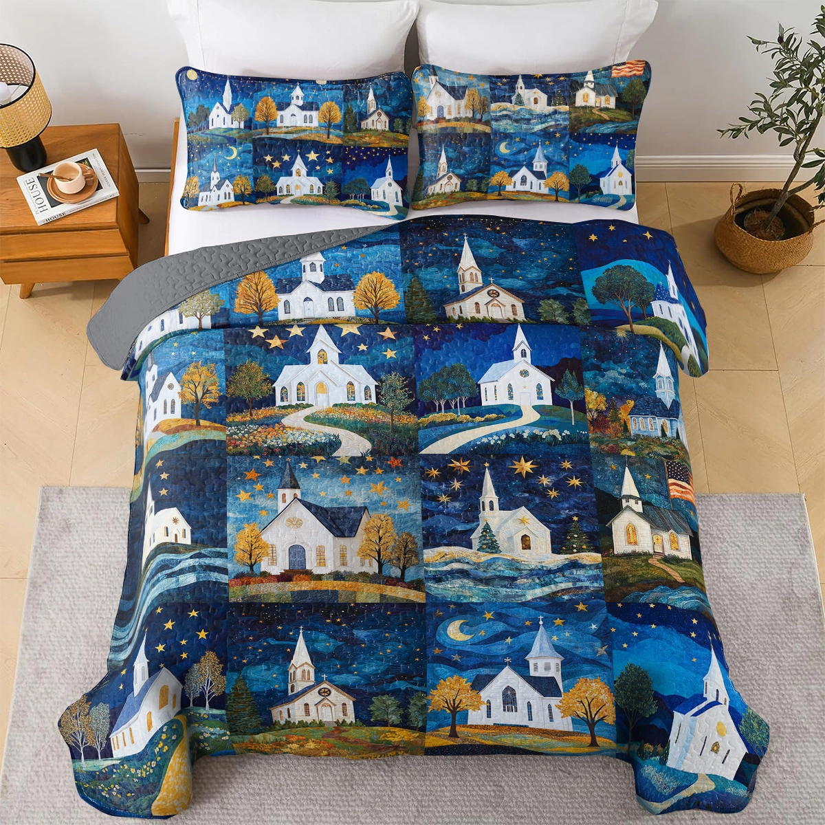 Shineful All Season Quilt 3-Piece Set God Faithful Night