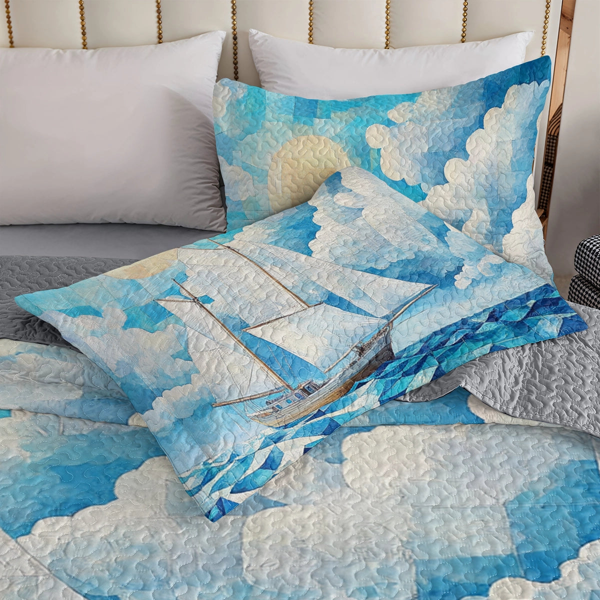 Shineful All Season Quilt 3-Piece Set Sailing Love Ocean