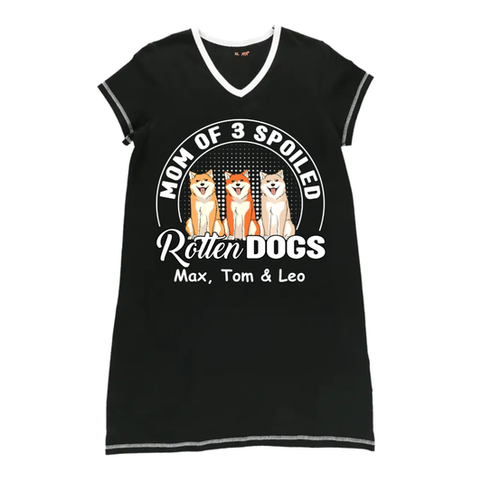 Dog Lovers - Spoiled Rotten Personalized Women’s V-Neck Nightshirts V-Neck Women’s Nightshirts